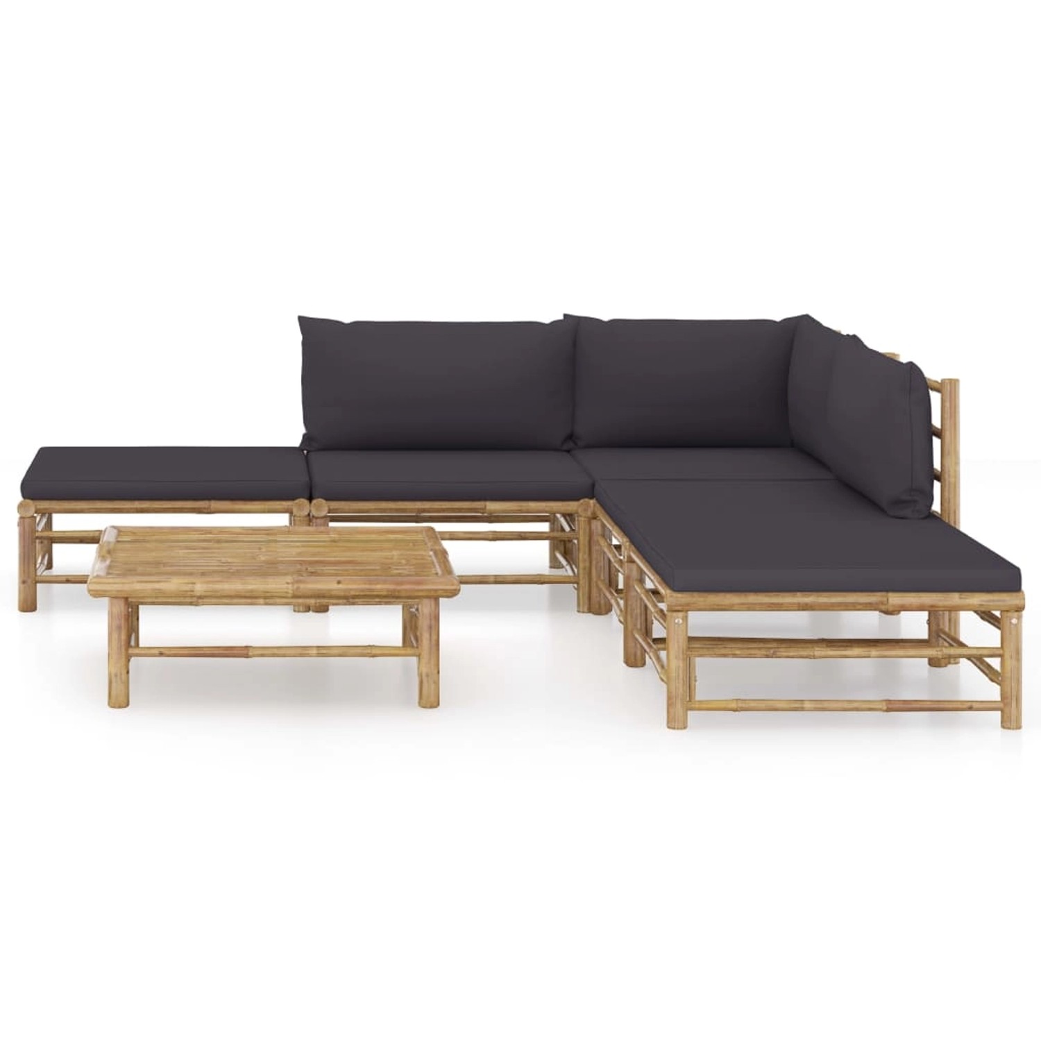 vidaXL 6-tlg Garten-Lounge-Set mit Dunkelgrauen Kissen Bambus Modell 1 günstig online kaufen