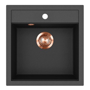 Helika Einbauspüle Tessa 49 cm x 51 cm Schwarz inkl. Kupferventil