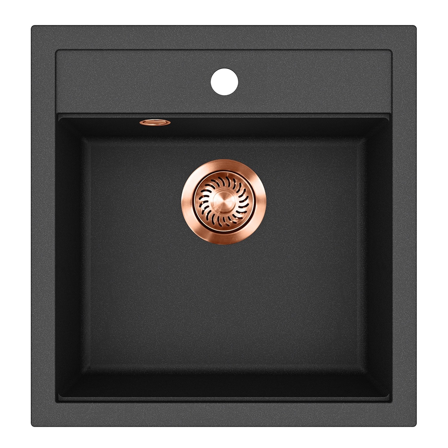 Helika Einbauspüle Tessa 49 cm x 51 cm Schwarz inkl. Kupferventil günstig online kaufen
