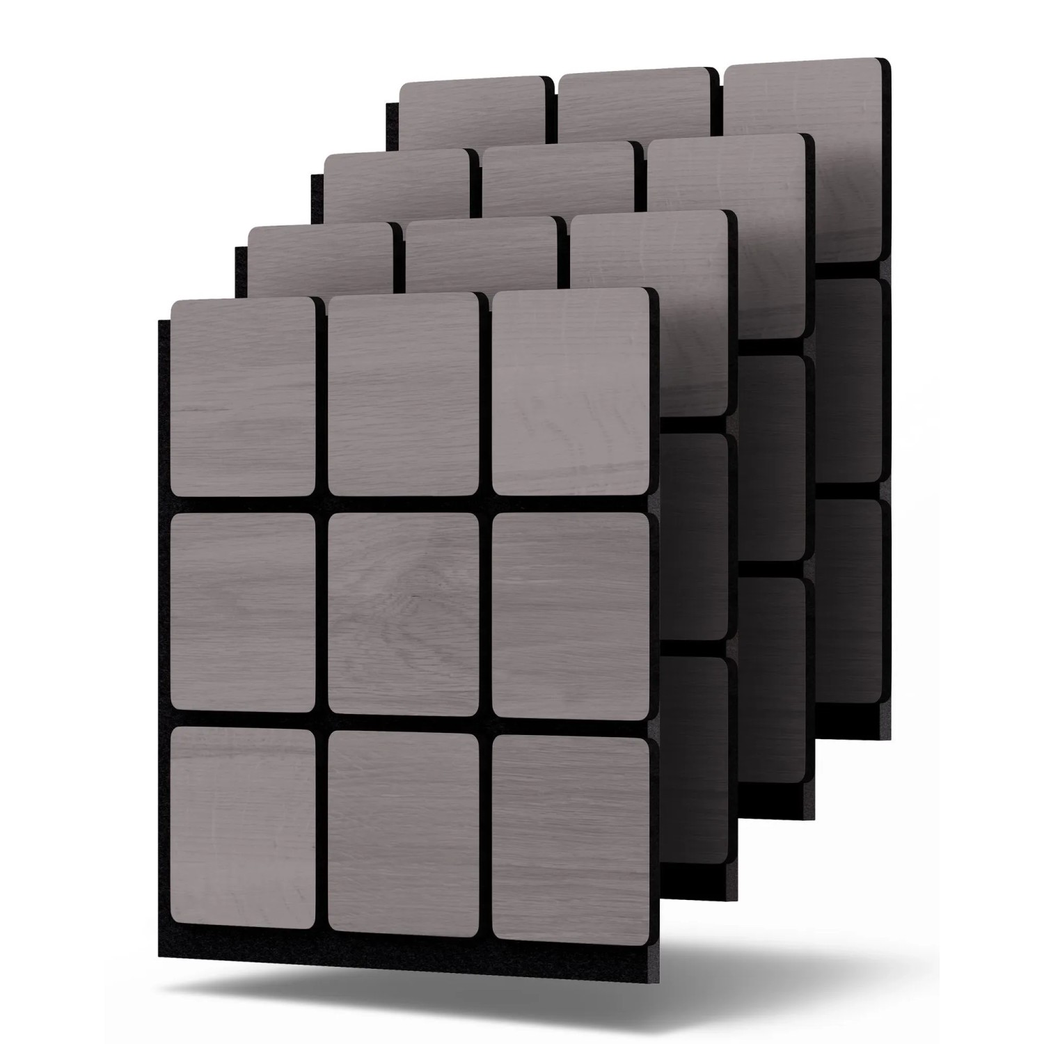 Dalsys 4x Akustikpaneele 60x60cm mit Quadrat-Muster Grau