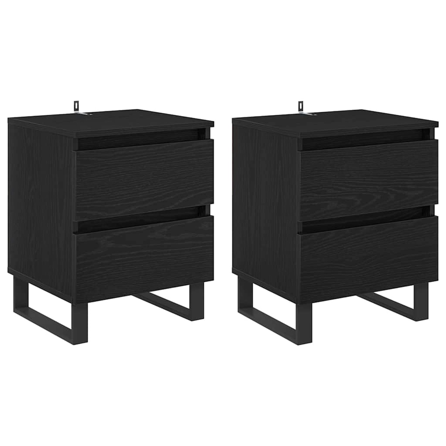 vidaXL Nachttisch 2 Stk Schwarz Eichen-Optik 40 x 35 x 50 cm 881919 günstig online kaufen