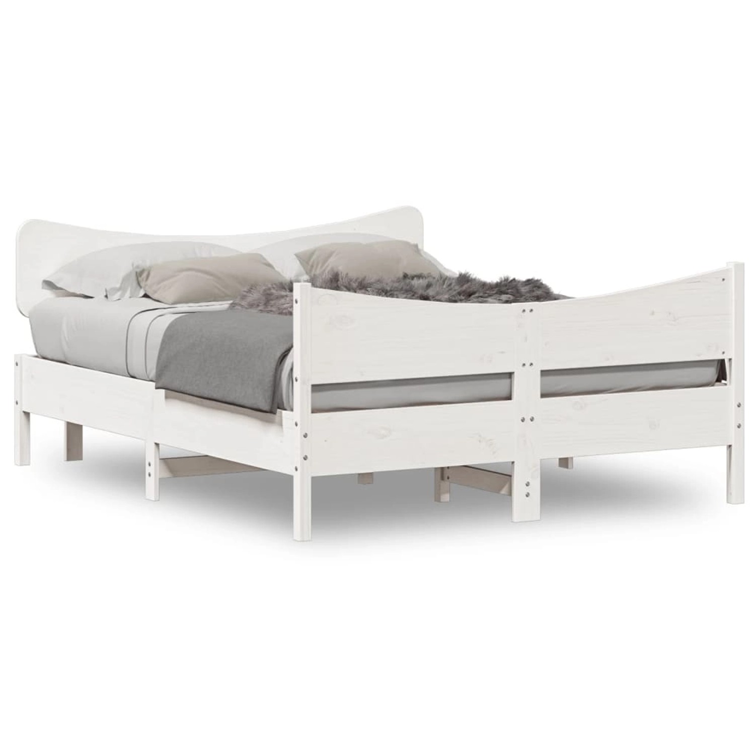 vidaXL Massivholzbett ohne Matratze Weiß 150x200 cm Kiefernholz 3216379 günstig online kaufen
