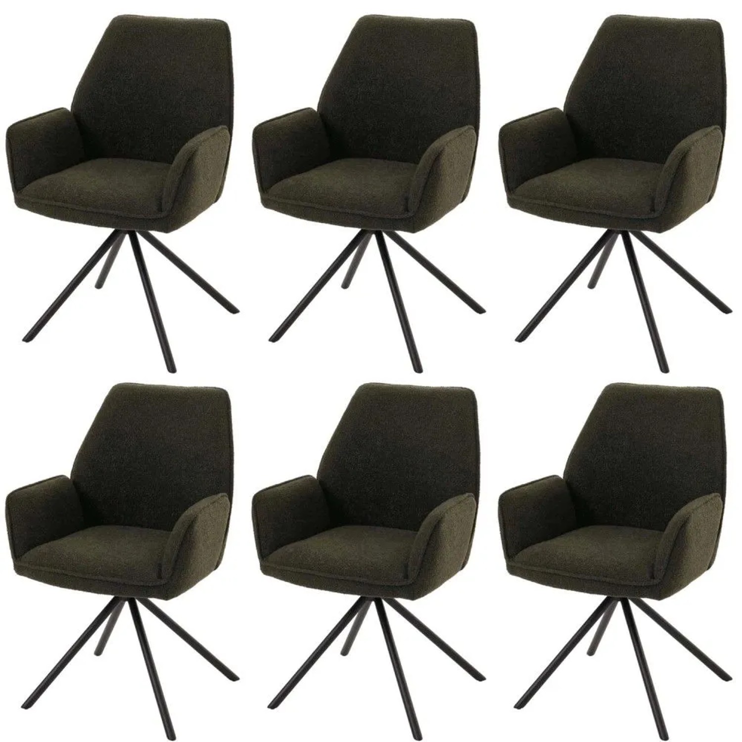 MCW Esszimmerstuhl G67 Boucle 6er-Set Olivgrün
