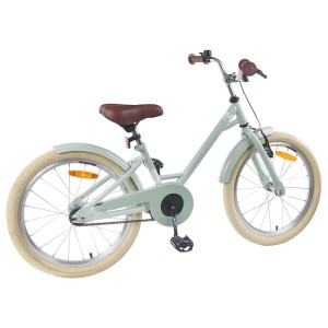 Hellgrünes 20 Zoll Kinderfahrrad für 6-11 Jährige mit Schutzblechen, Klingel und Reflektoren.