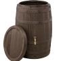 Garantia Regentonne Barrica 260 l, dunkelbraun, in Holzfassoptik mit Deckel und Auslaufhahn.