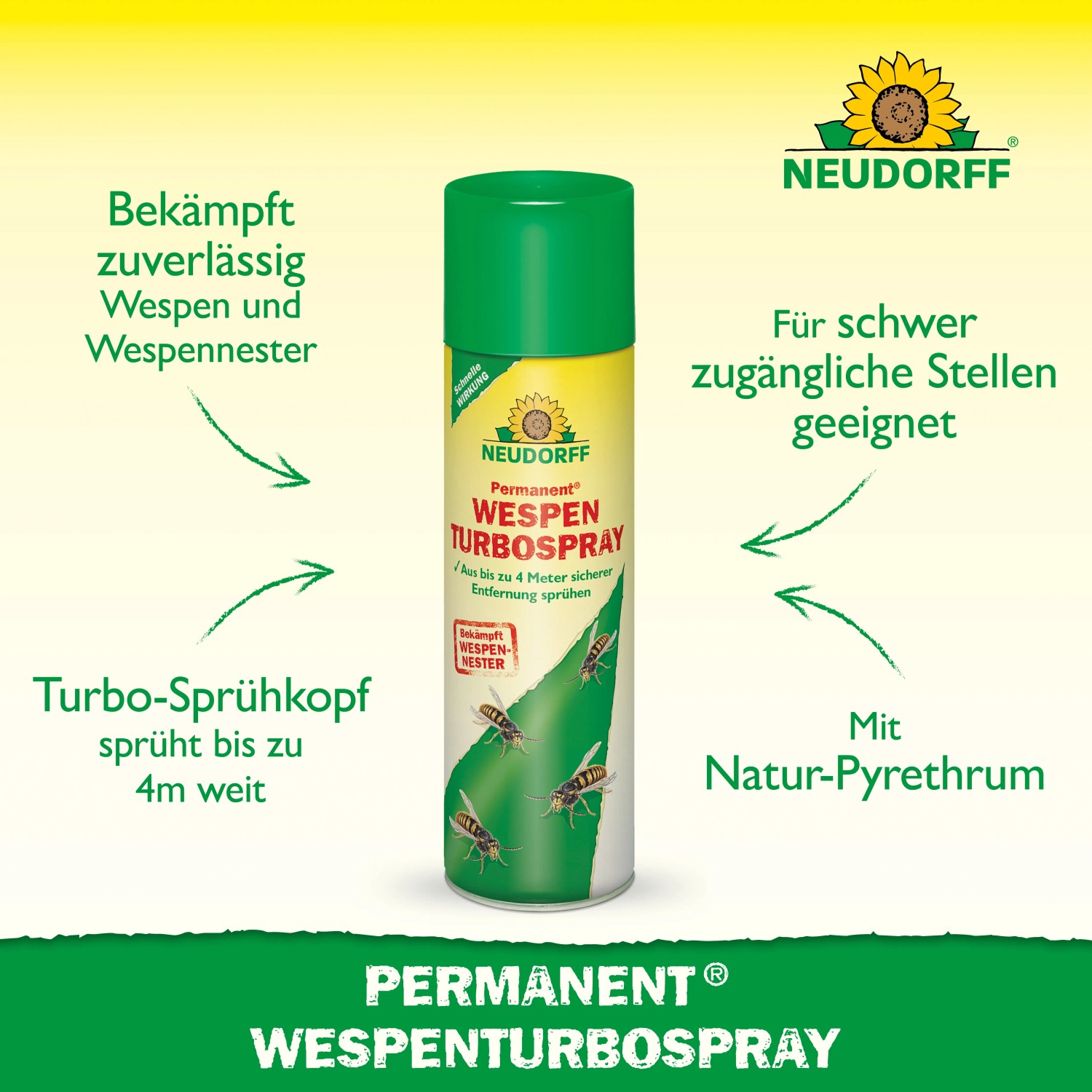 Neudorff Wespenspray Turbo, 500ml Dose. Zur Bekämpfung von Wespen und Wespennestern.