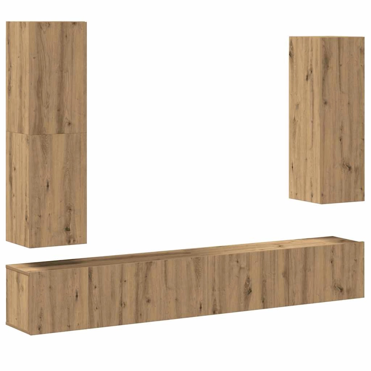 vidaXL 4-Tlg TV-Schrank-Set Wandmontage Artisan-Eiche Holzwerkstoff 3329154 günstig online kaufen
