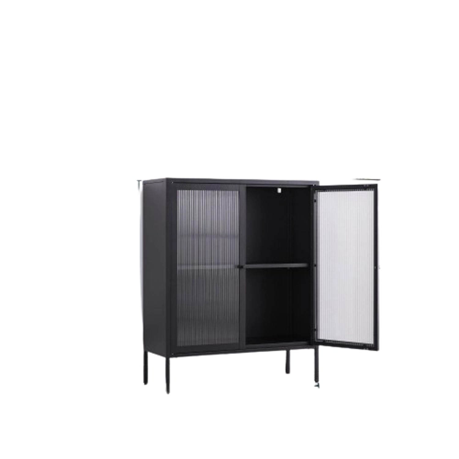 Coemo Highboard Tokio 90x35x110cm aus Metall mit Glastüren