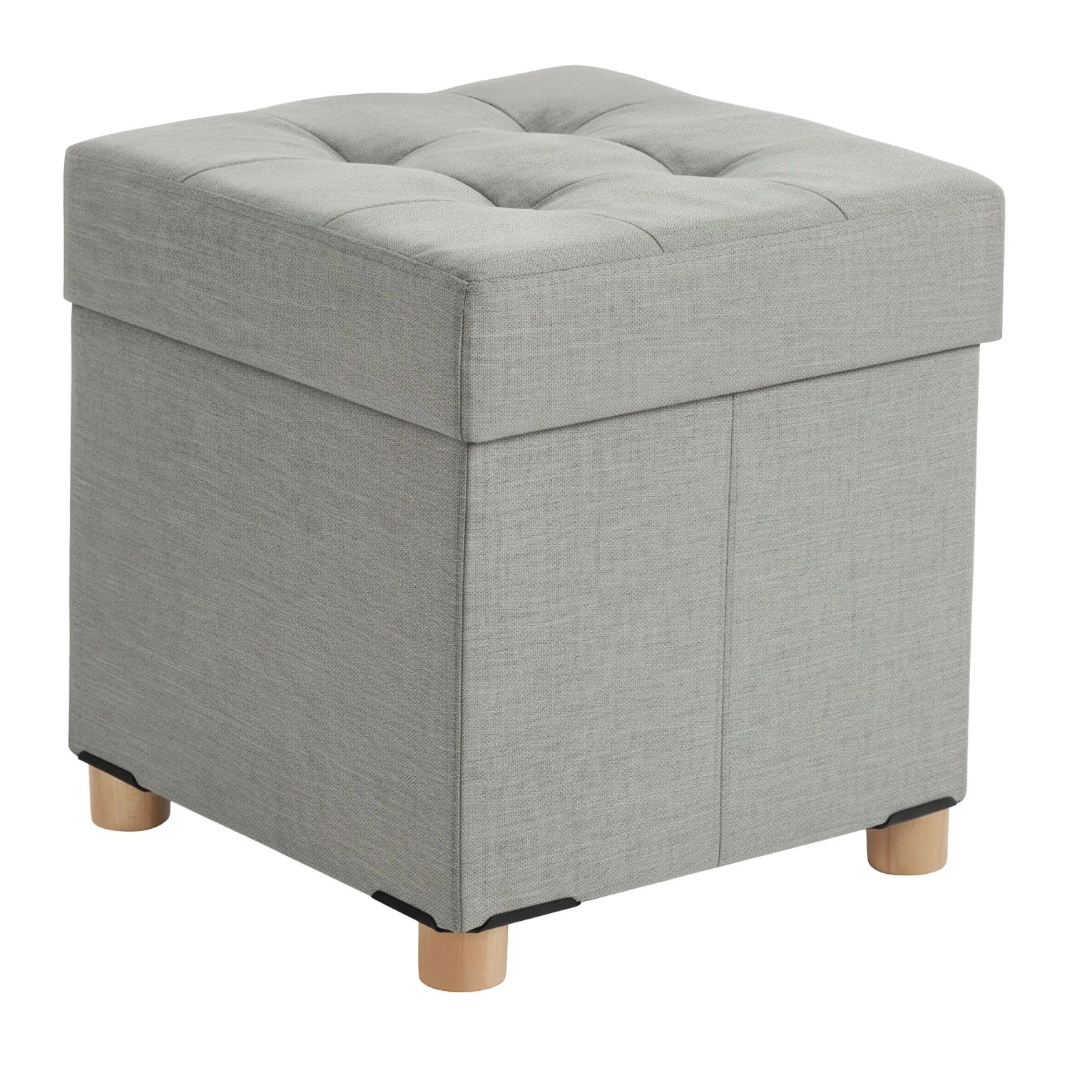 Relaxdays Hocker mit Stauraum Polyester Hellgrau Gepolstert 38 cm x 38 cm x 38 cm