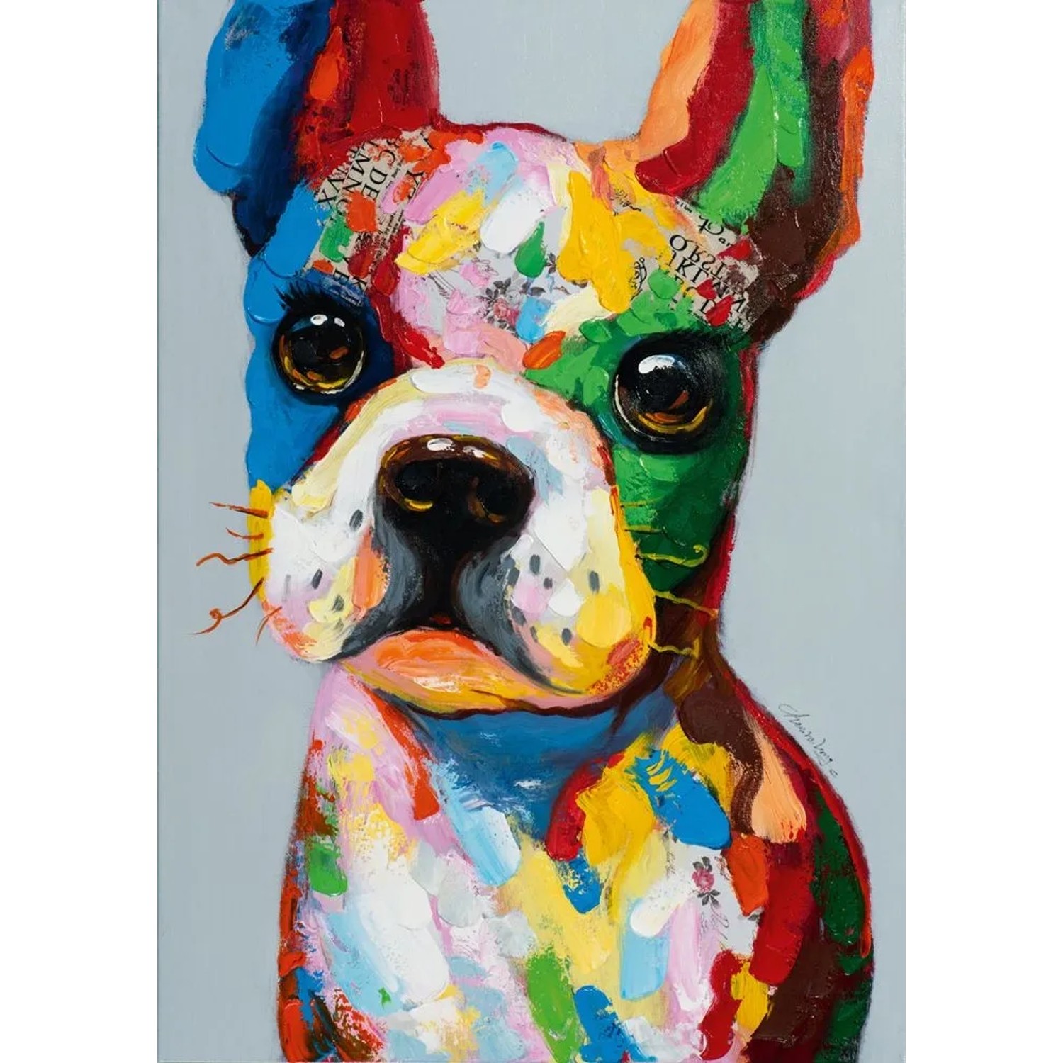 Art Universe Leinwandbild Lustiger Bunter Hund 70 x 100 cm