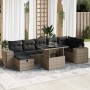 Graue 5-tlg. vidaXL Garten-Sofagarnitur aus Polyrattan mit Kissen und Tisch.