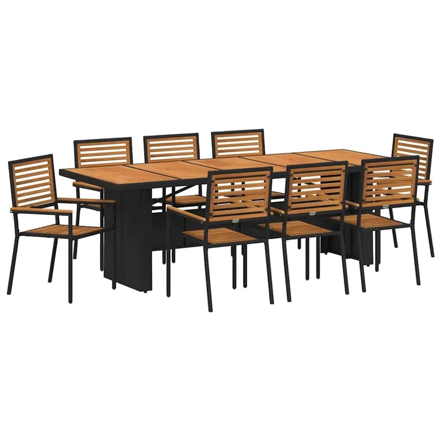 vidaXL Garten Essgruppe 9-Tlg Schwarz Poly-Rattan 3365446 günstig online kaufen