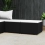 VidaXL Gartenhocker Set, 2 schwarze Poly Rattan Sitzhocker mit cremeweißen Kissen.
