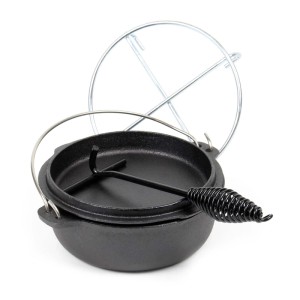 Wiltec Dutch Oven 3L Untersetzer Deckelheber Kochtopf Gusseisen Feuertopf