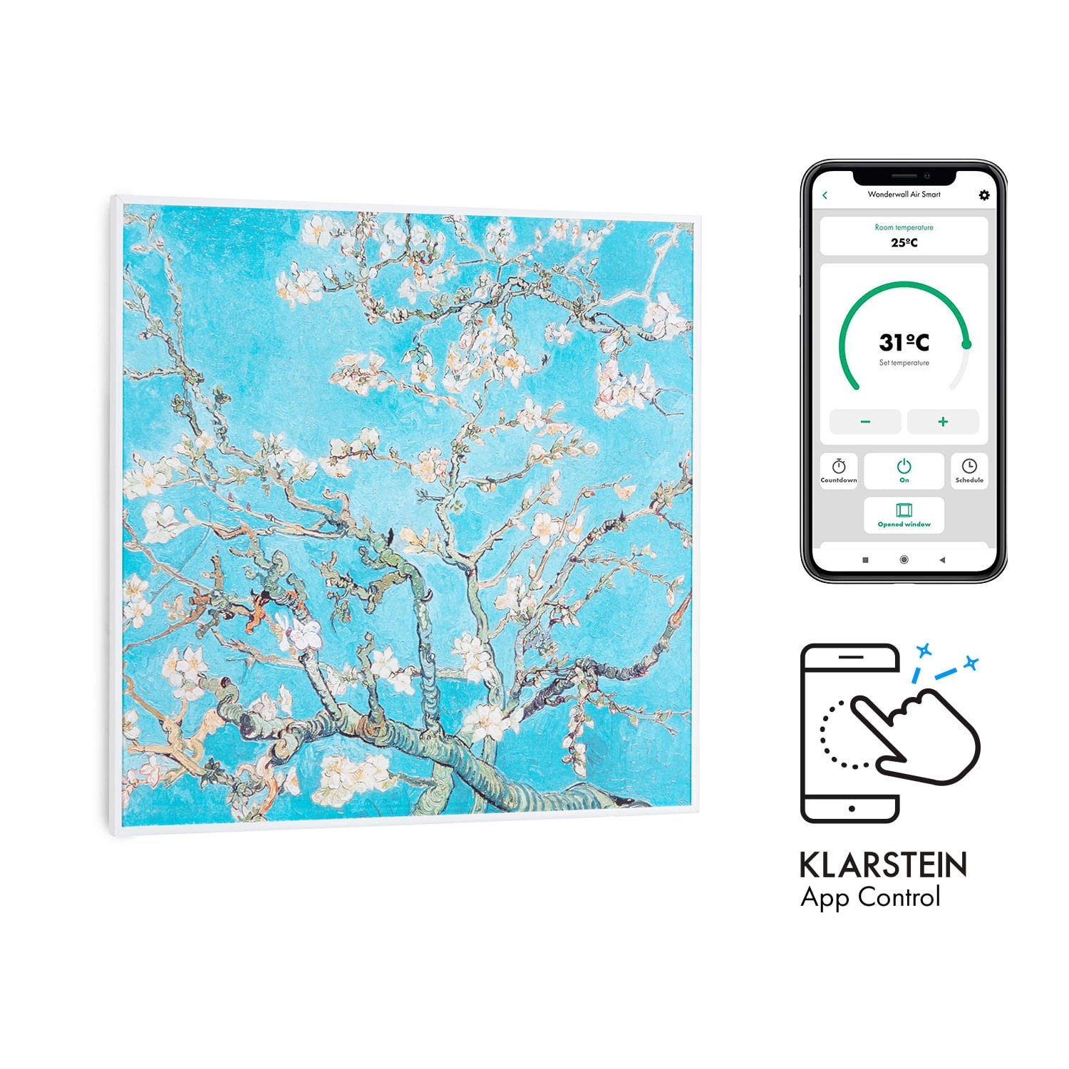 Klarstein Wonderwall Air Art Smart Infrarotheizung 60x60 cm 350 W Wandinsta günstig online kaufen