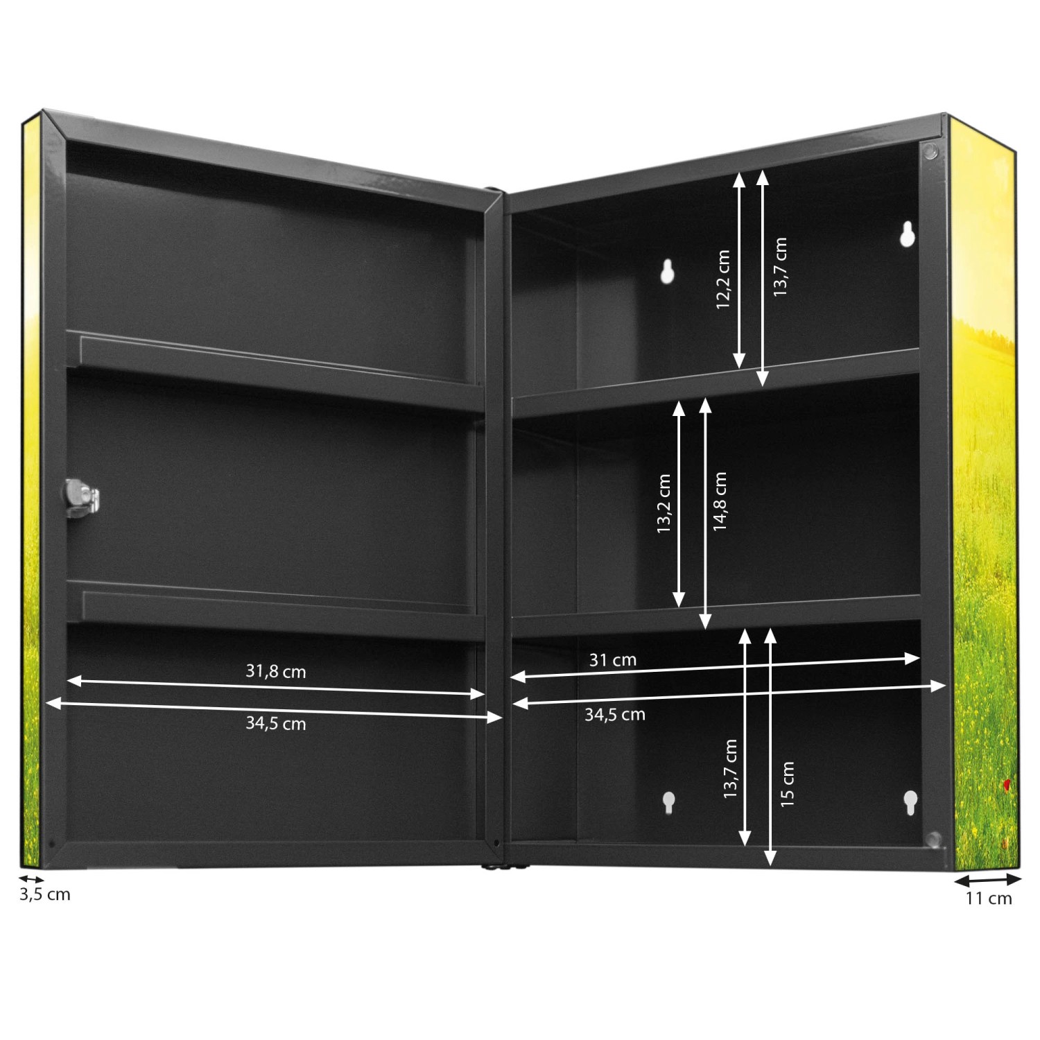 Banjado XXL Medizinschrank Abschliessbar 35x46x15cm Arzneischrank Anthrazit günstig online kaufen