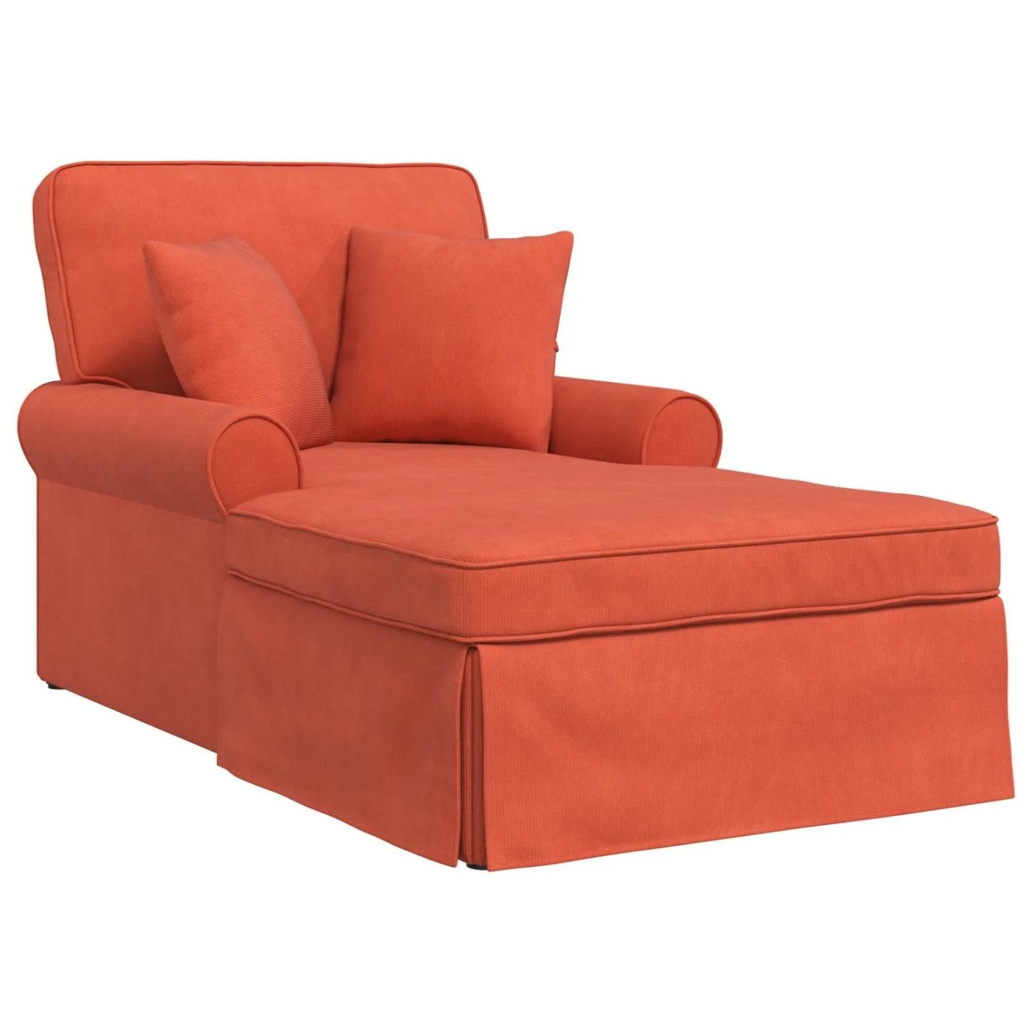 vidaXL Chaise Lounge mit Rock mit Kissen 3-Tlg Rot-Orange Cordstoff 42022953