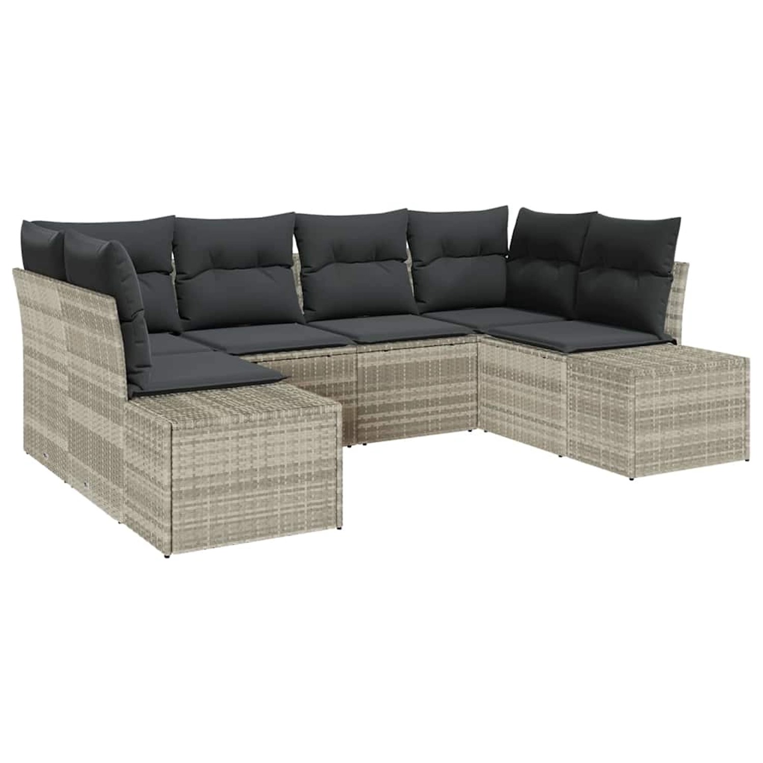 vidaXL Garten-Sofa-Set mit Kissen 6-Tlg Hellgrau Poly Rattan 3347202 günstig online kaufen