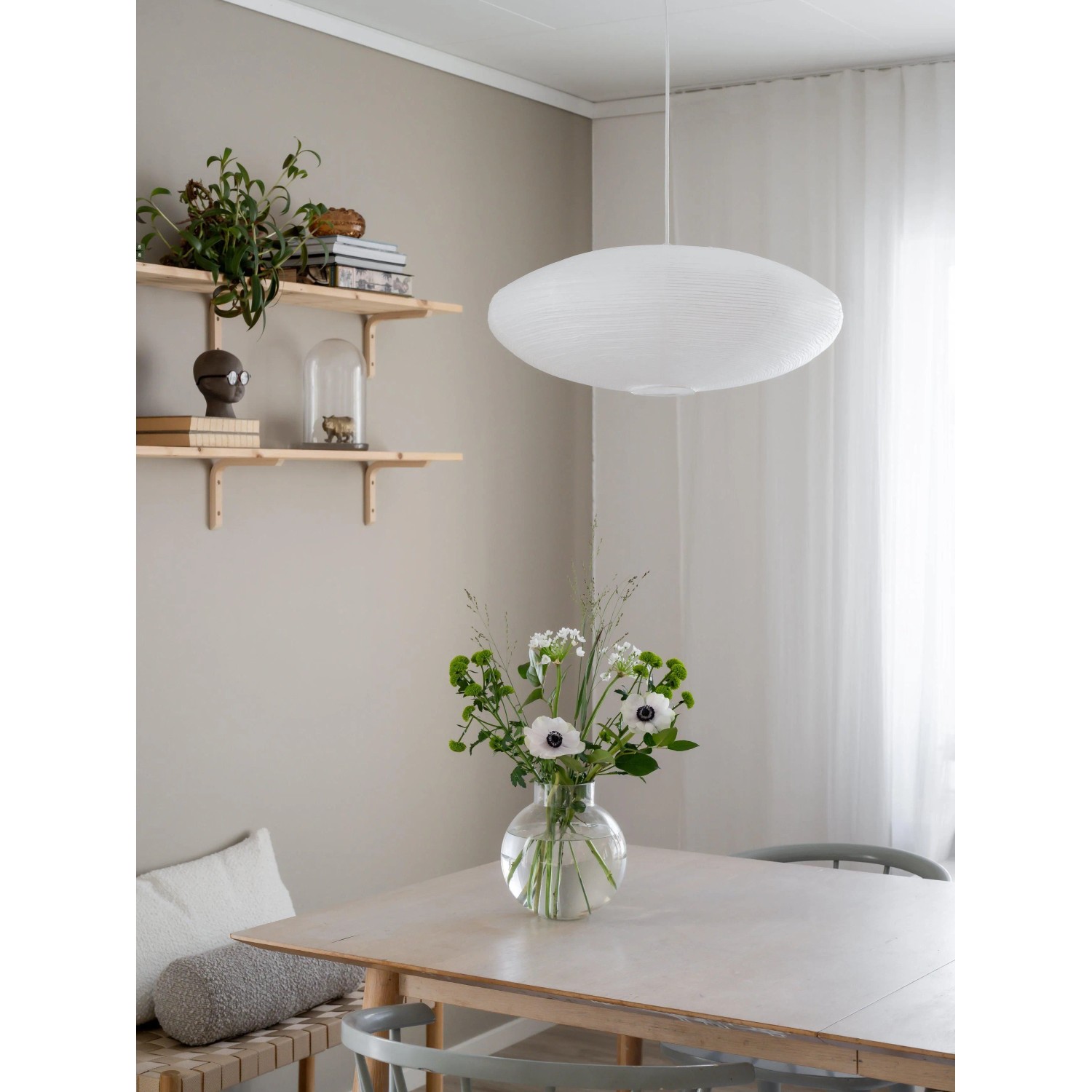 PR Home Yuni Pendelleuchte aus Reispapier, elliptisch, skandinavisches Design.