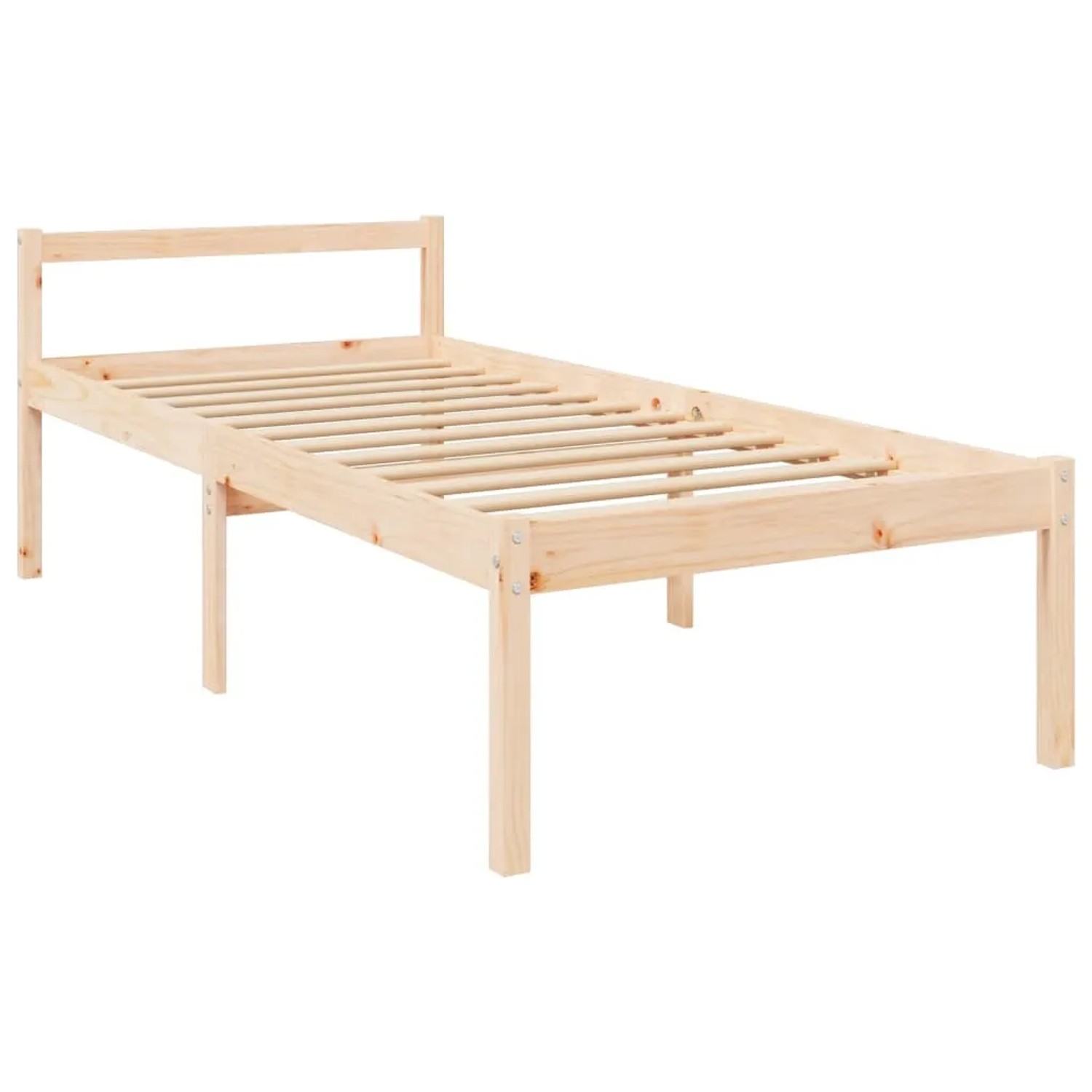 vidaXL Massivholzbett mit Kopfteil, Kiefernholz, 75x190 cm (2FT6 Small Single).