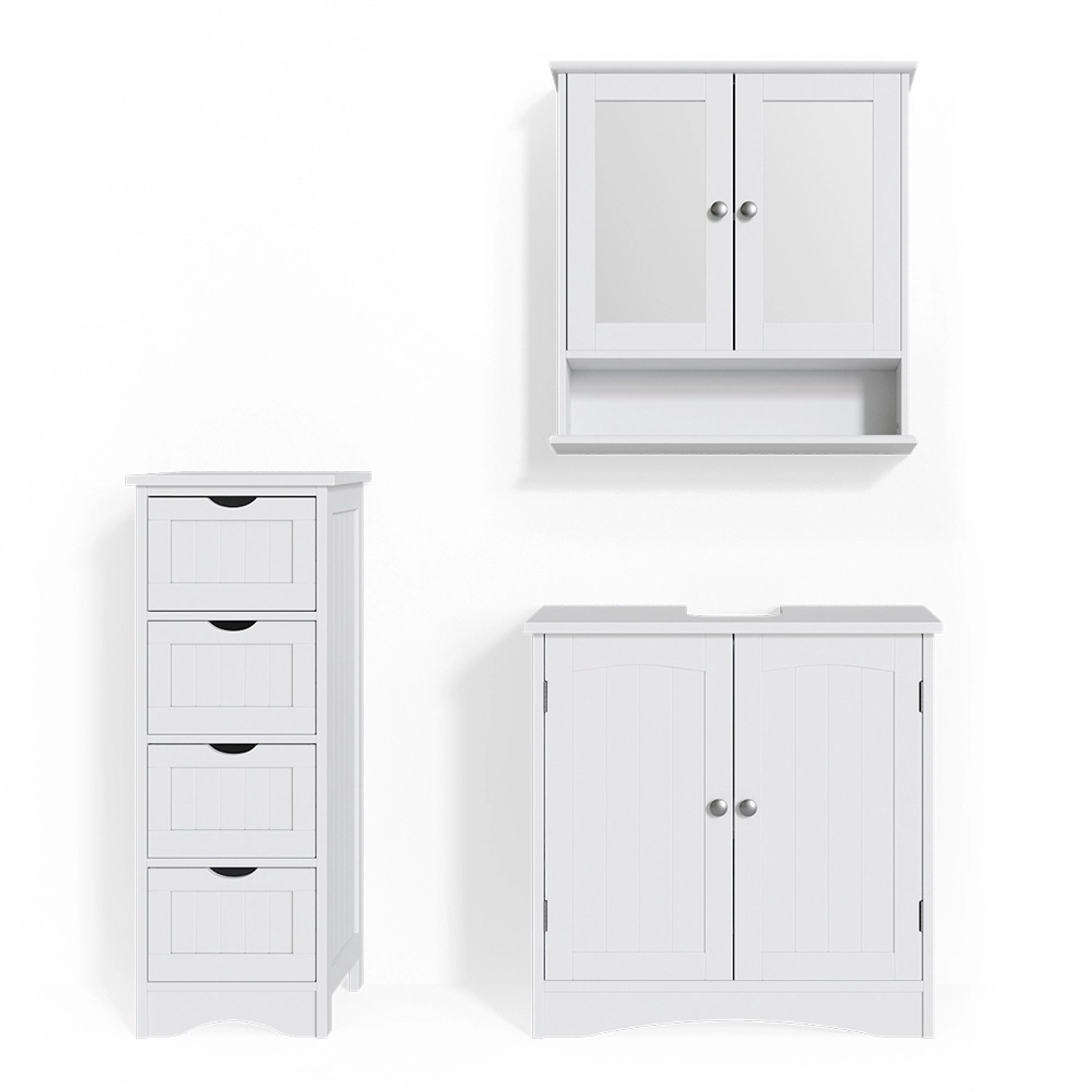 Vicco Badmöbel-Set Bianco Weiß 3 Teile günstig online kaufen
