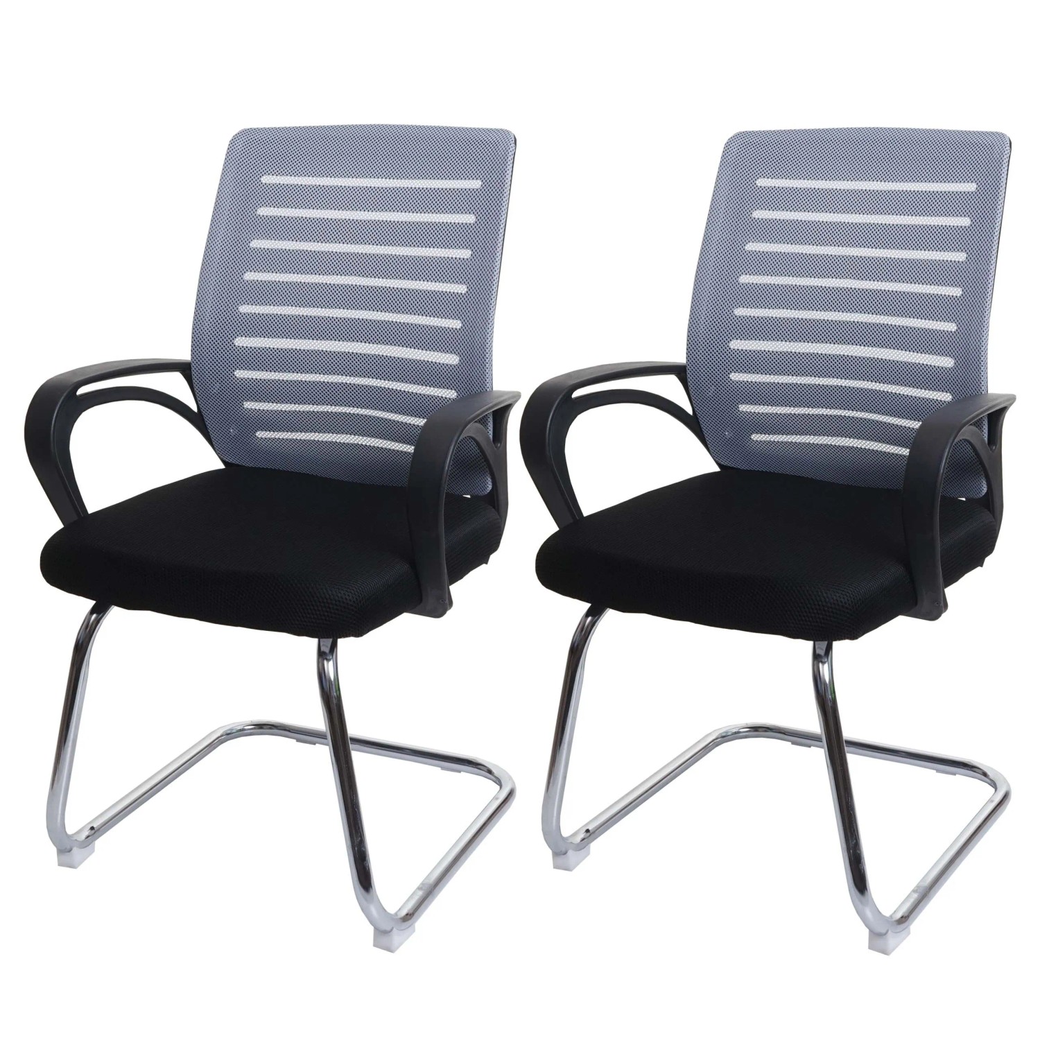 MCW 2er-Set Konferenzstuhl K51 150kg Belastbar Stoff/Textil Grau