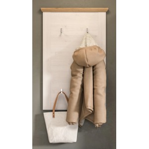 Inn.Furn Garderobenpaneel Weiß Lärche Landhaus 68 cm 5 Kleiderhaken Mirano