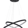 Moderne, schwarze LED-Hängeleuchte Ralph, Ø 51 cm, mit zwei verschlungenen Ringen.