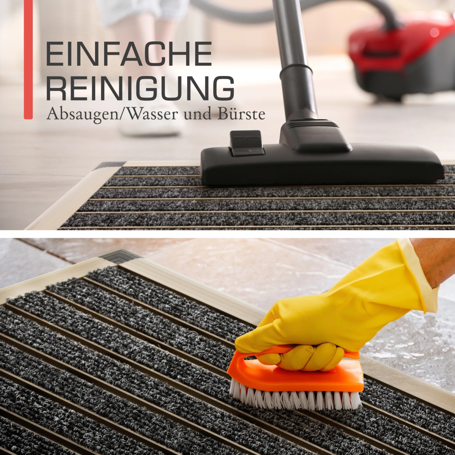 Bomoe AluGant Fußmatte Champagner 50x80cm, einfache Reinigung mit Staubsauger oder Bürste.