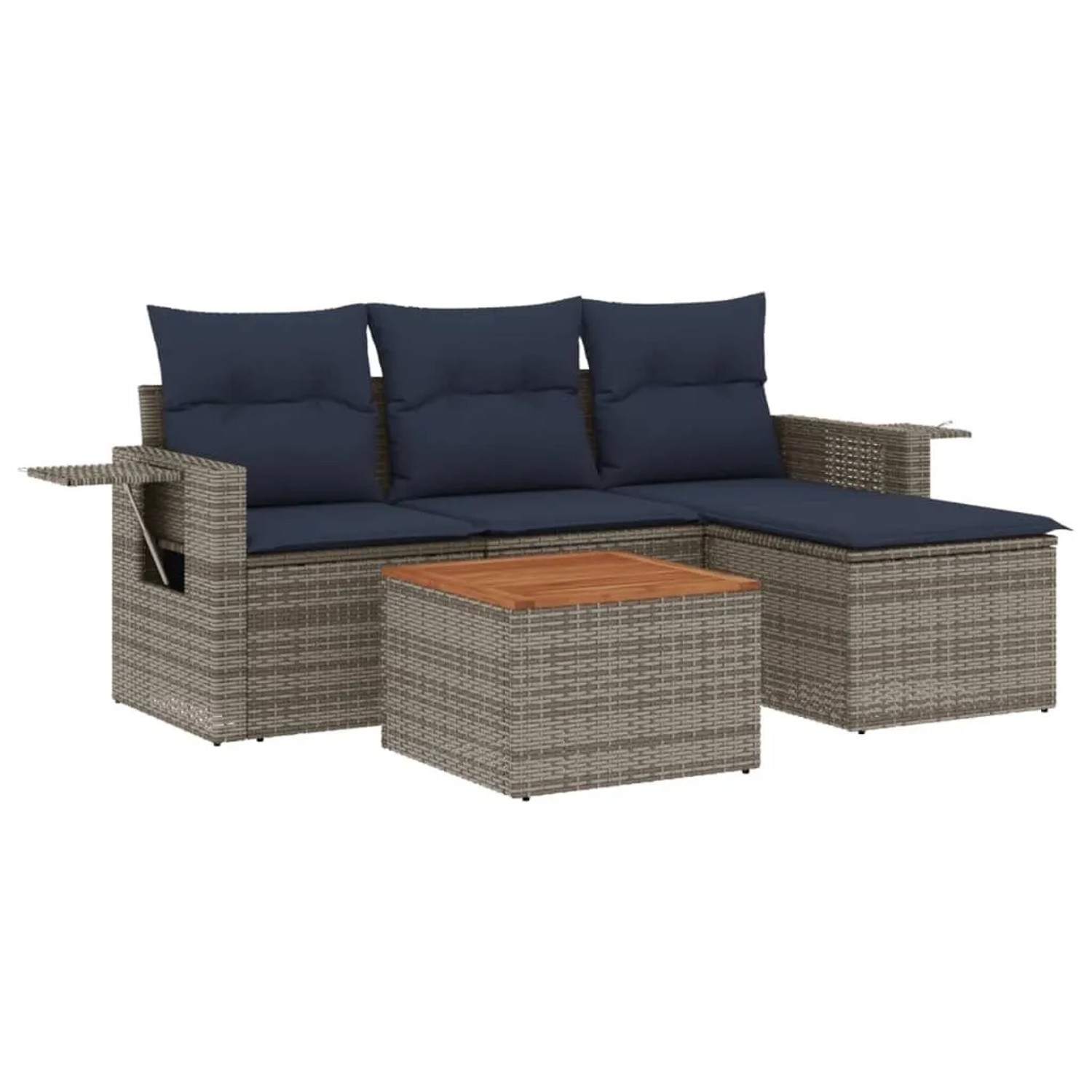 vidaXL 5-Tlg Gartensofa-Set mit Kissen Grau Polyrattan 3224535 günstig online kaufen