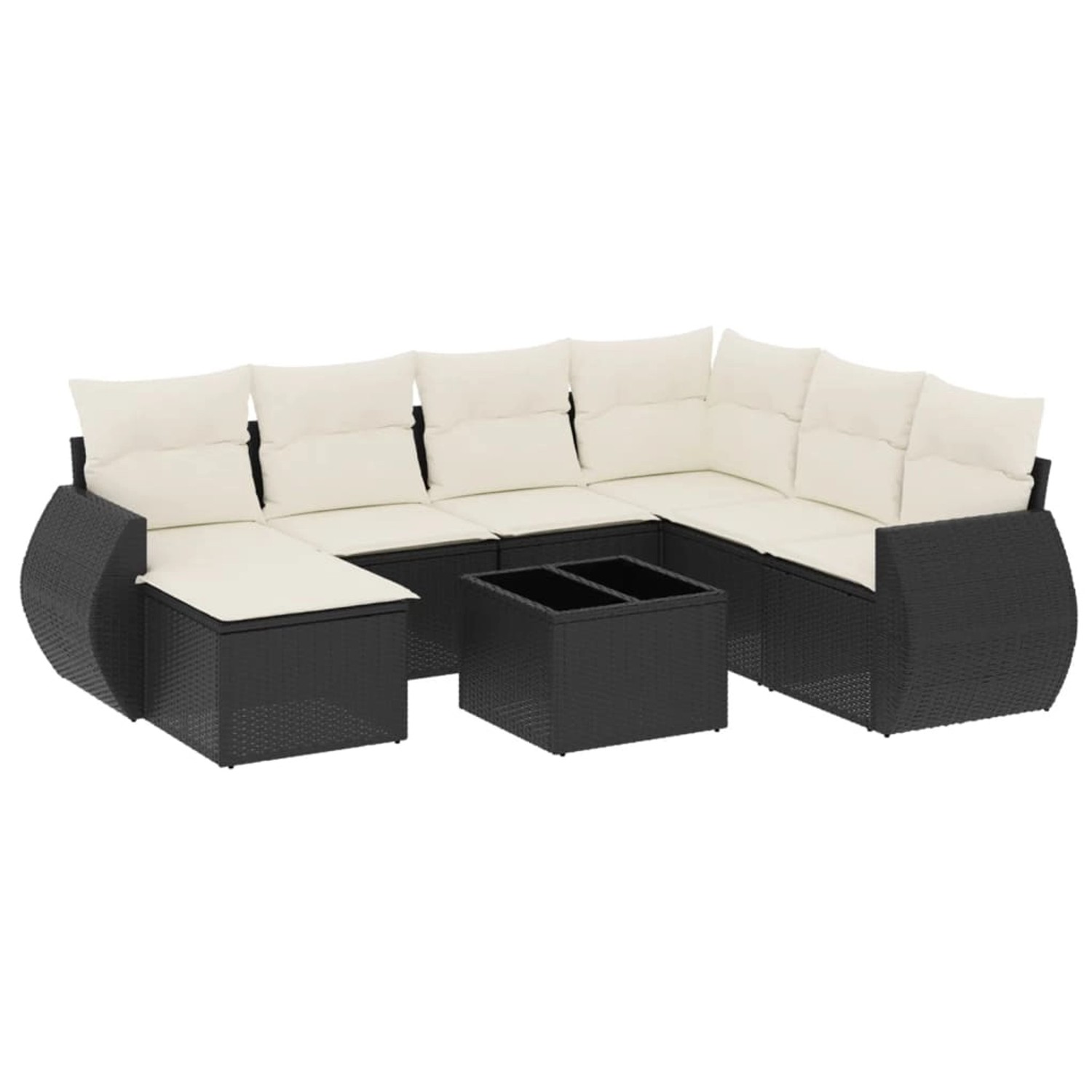vidaXL 8-Tlg Garten-Sofagarnitur mit Kissen Schwarz Poly Rattan 3254043 günstig online kaufen