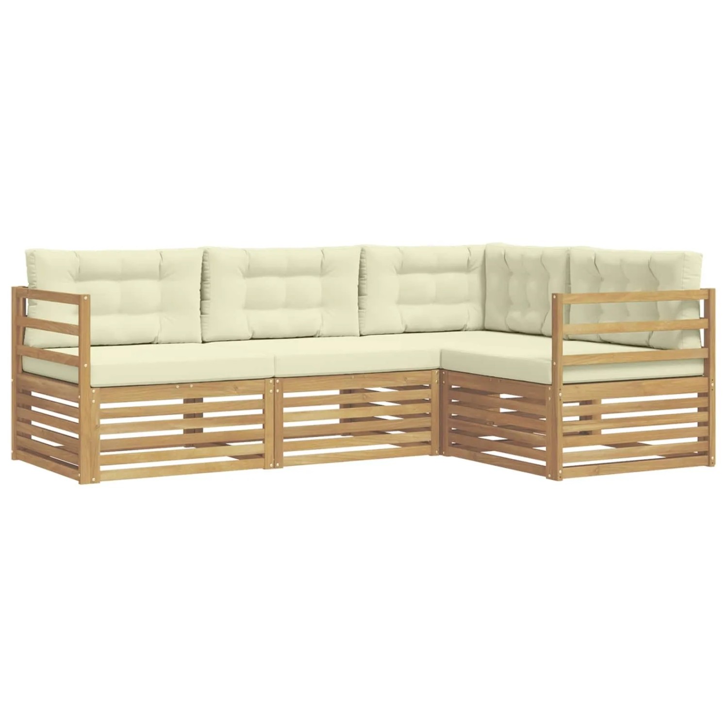 vidaXL Outdoor-Sofagarnitur 4 Stk Weiß und Creme 245,5 x 166,5 x 73 cm 3390385