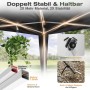 Faltpavillon Gestell: verstärkte Querstreben, dicke Vierkantrohre (25mm), Seile & Erdnägel für hohe Stabilität. Ideal für Partyzelt & Sonnenschutz.