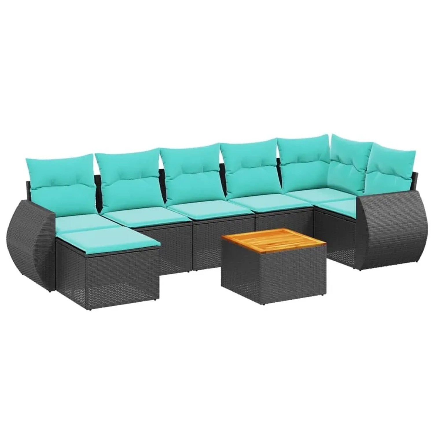 vidaXL 8-Tlg Gartensofa-Set mit Kissen Schwarz Polyrattan 3225112 günstig online kaufen