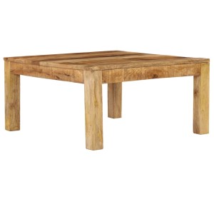 Quadratischer Couchtisch aus Mango Massivholz, 80x80 cm, für Wohnzimmer.