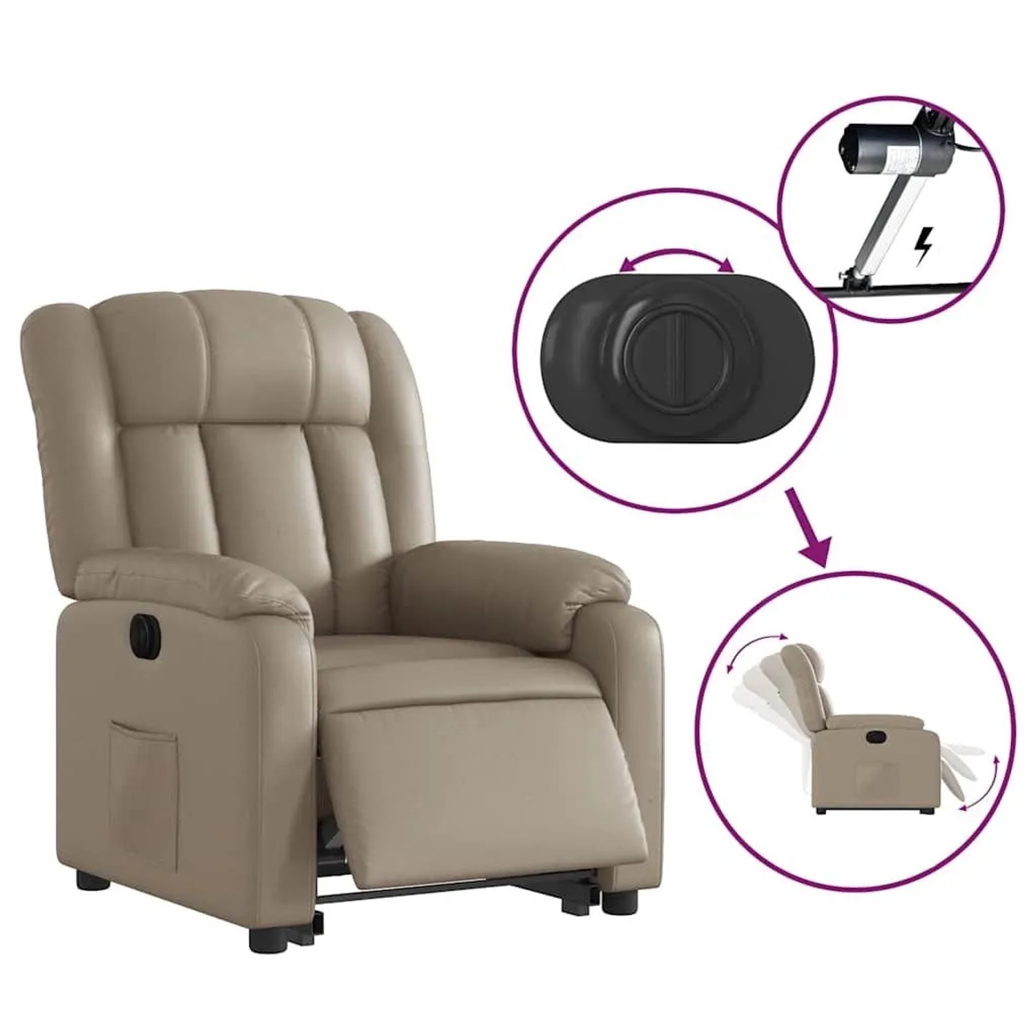 vidaXL Relaxsessel mit Aufstehhilfe Elektrisch Cappuccino Kunstleder 3205284_6