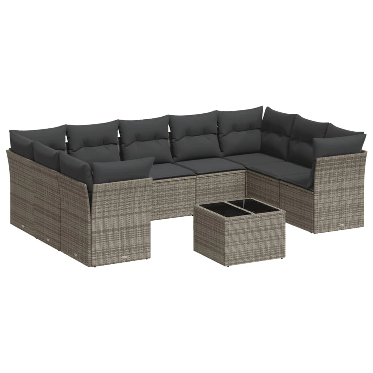 vidaXL 10-Tlg Garten-Sofagarnitur mit Kissen Grau Poly Rattan 3218140 günstig online kaufen