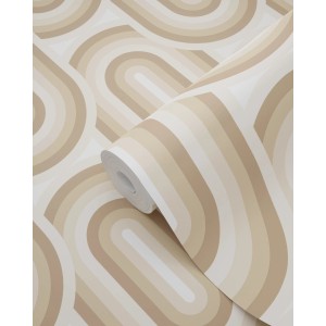 ESTAhome Vliestapete mit Retro-Ornamenten in Beige und Braun, Rollenformat 50x900cm.