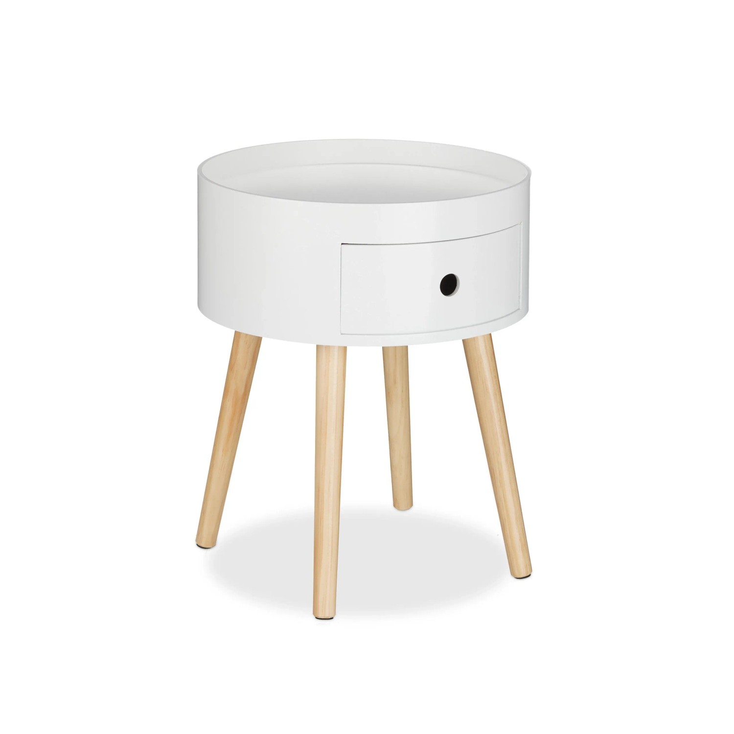 Relaxdays Beistelltisch MDF Kiefernholz Weiß Natur Mit Schublade 46 cm x 38 cm 3,7 kg