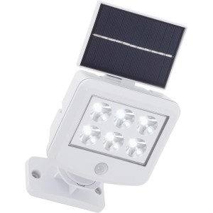 Weißer Briloner LED-Außenstrahler mit Solarpanel und Bewegungssensor für den Garten.