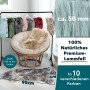 KARAT Schaffell Audrey in Duck Egg Farbe, verschiedene Farben und Größen dargestellt.