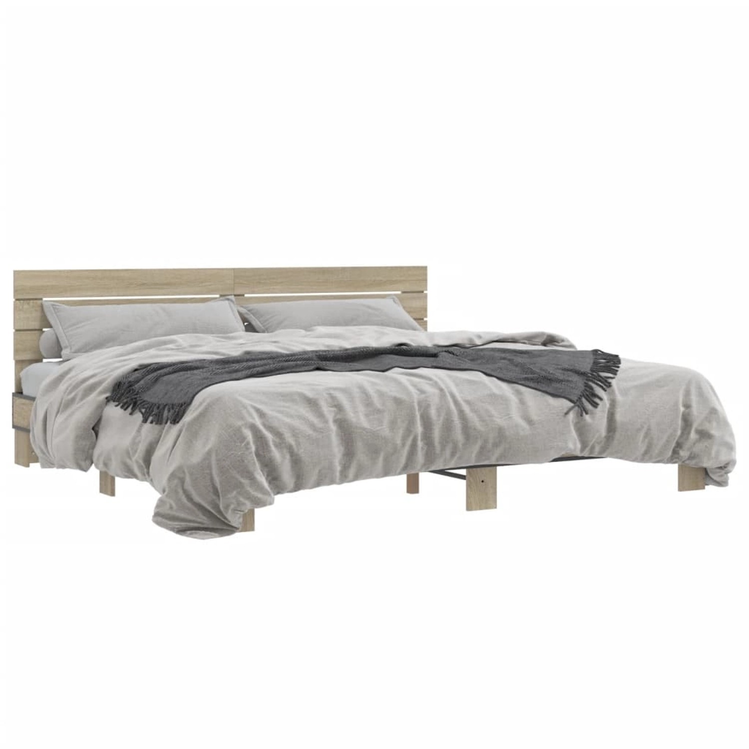 vidaXL Bettgestell Sonoma-Eiche 200x200 cm Holzwerkstoff und Metall 3280128 günstig online kaufen