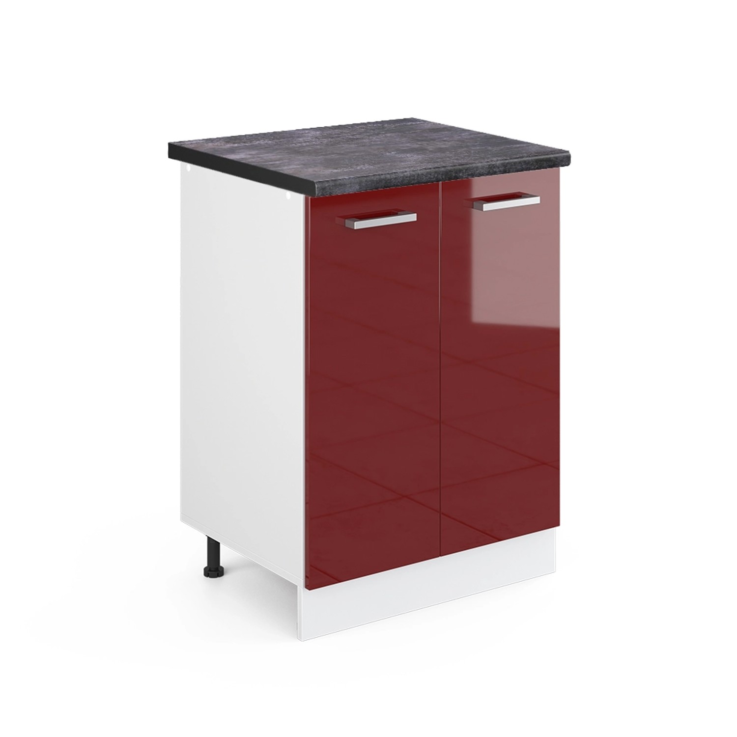 Vicco Küchenunterschrank R-Line Bordeaux Hochglanz/Weiß 60 cm AP Anthrazit