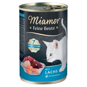 Miamor Feine Beute Lachs, 400g Dose Katzen-Nassfutter mit Lachs und Innereien.