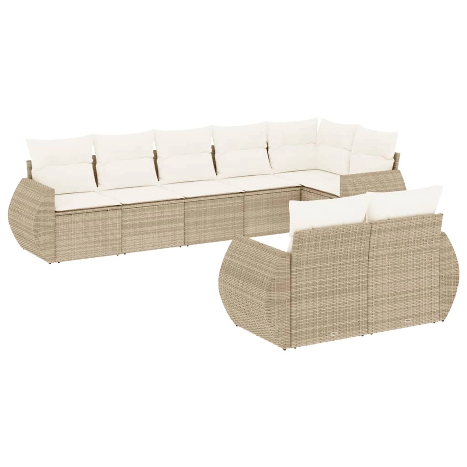vidaXL 8-Tlg Garten-Sofagarnitur mit Kissen Beige Poly Rattan 3253955 günstig online kaufen