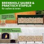 TTL GARDEN Kaminholzregal mit Holzscheiten, für Innen- und Außenbereich.