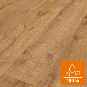 Classen Laminat Grande XXL Eiche Amber Fort, wasserfest. Detailaufnahme der Holzstruktur mit Feuchtigkeitsschutz.