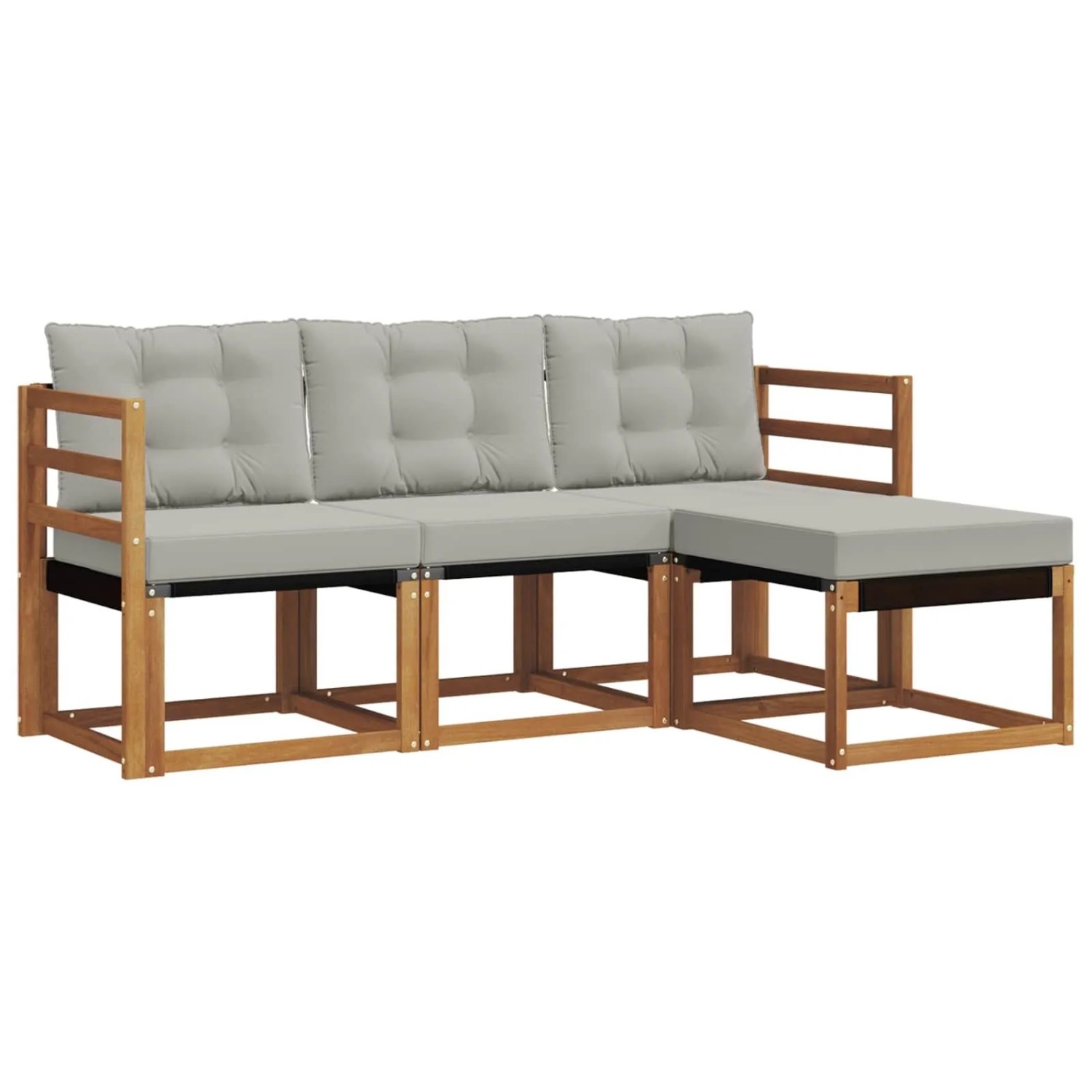 vidaXL Outdoor-Sofagarnitur mit Kissen 4-Tlg Natur und Hellgrau 3368534