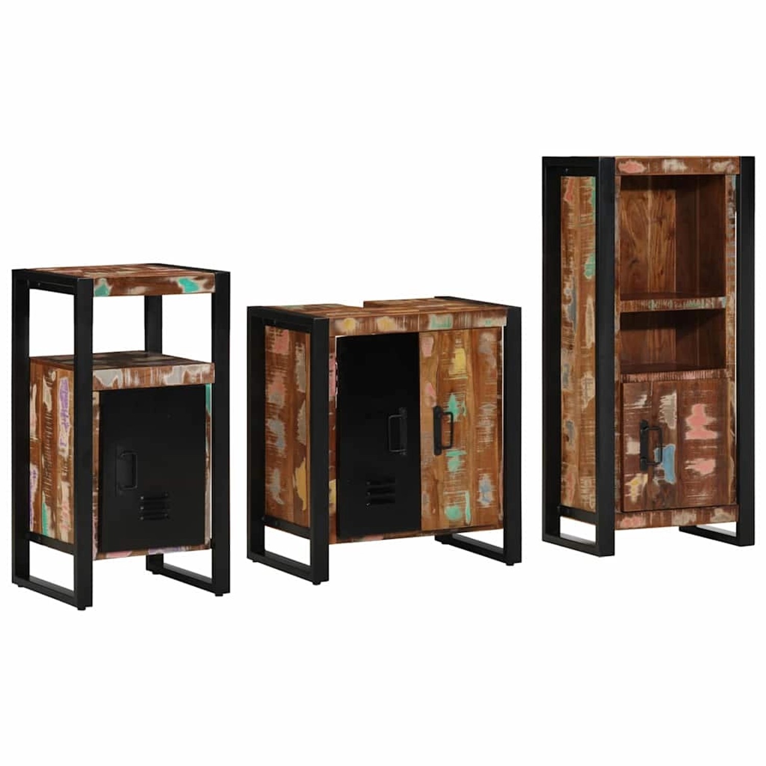 vidaXL Badezimmermöbel-Set mit Regal 3-Tlg Braun Massivholz Mango 3305611 günstig online kaufen