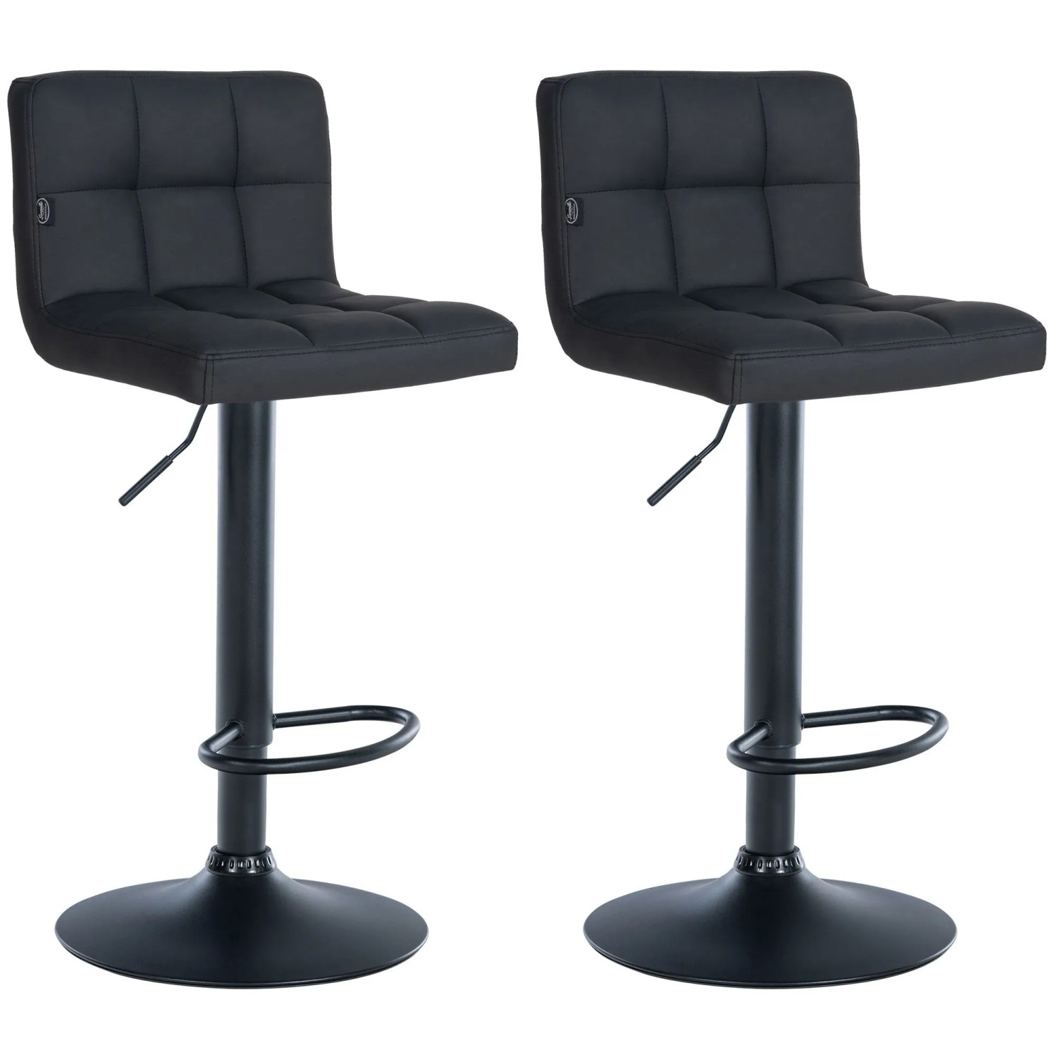 CLP 2er Set Barhocker Feni Kunstleder Schwarz/Schwarz
